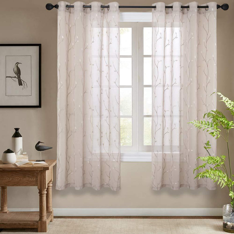 2 Panel Sheer Curtains White 84 inch Living Room Drapes Window Curtain Voile Sheers Linen Textured