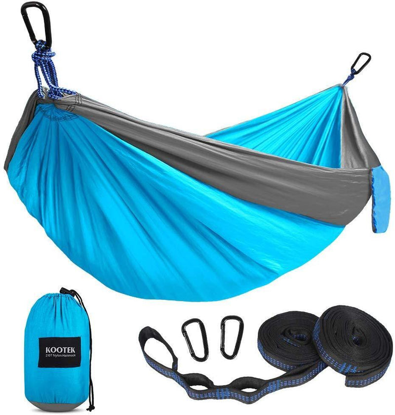 Kootek Camping Hammock Double & Single Portable Hammocks with 2 Tree Straps, Lightweight Nylon Parachute Hammocks for Backpacking, Travel, Beach, Backyard, Patio, Hiking