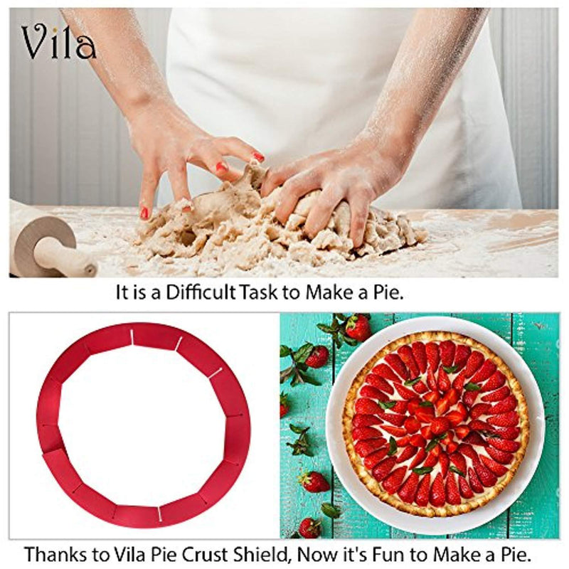 Reusable Silicone Pie Crust Shield - No-Burn, No-Mess, Perfect Pies - Adjustable and Reusable - Fits 8"-11" Pie Plates - Easy to Store, Easy to Clean - 100% Safe to use - Made of Sturdy Material