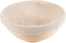 BakeWarePlus 9 Inch Round Banneton Bread Proofing Basket with Bakers Couche Proofing Flax Cloth 2 Pcs Set