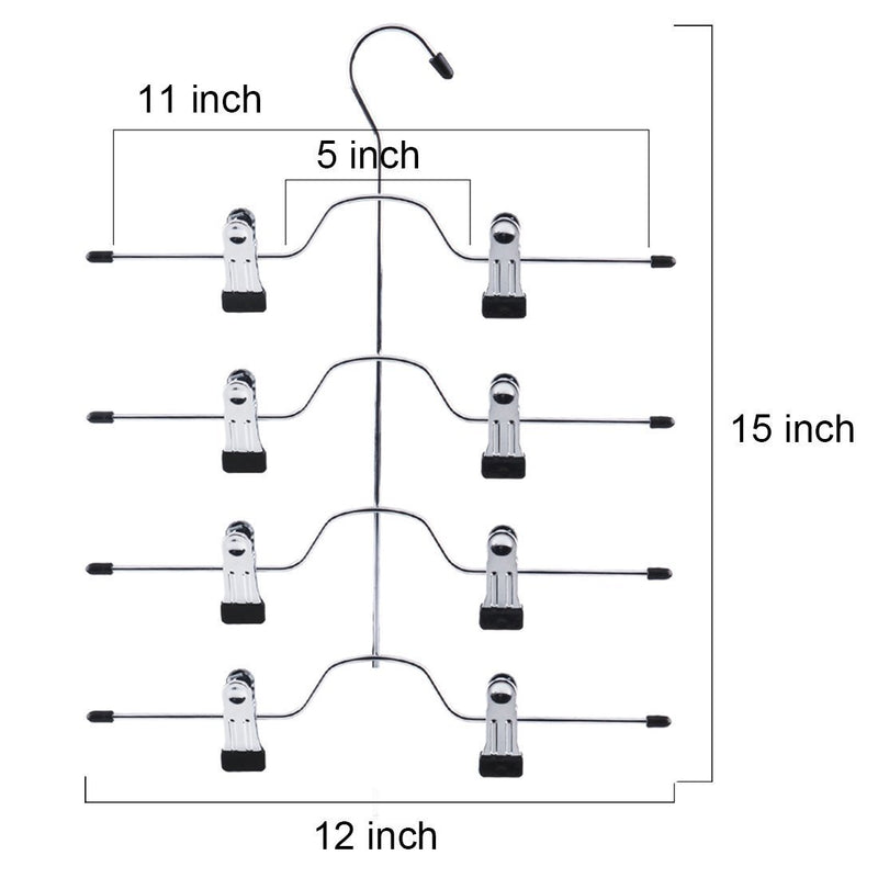 Tosnail 4 Pack 4 Tier Trouser Skirt Hanger - Non Slip Black Vinyl Clips Great Space Saver Your Closet