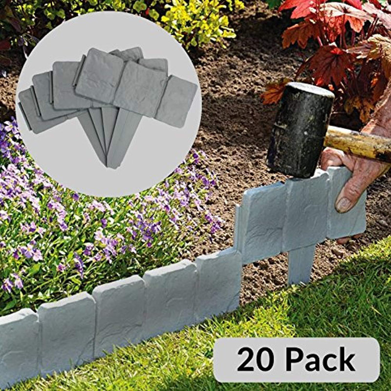 5m Grey Stone Effect Lawn Grass Edging | Garden Plant Flower Bed Border | M&W