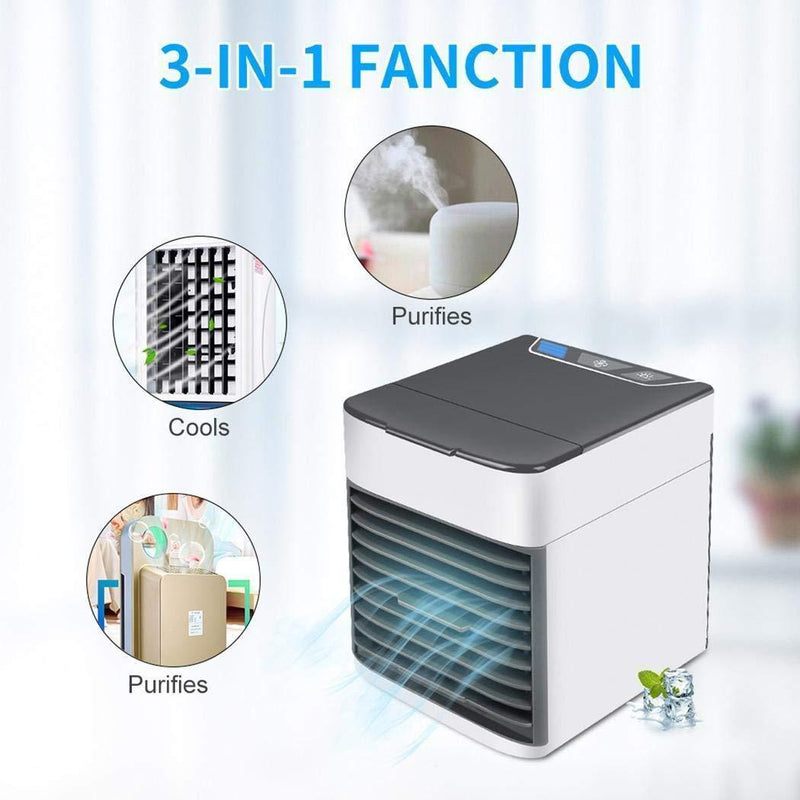 USB Mini Air Conditioner Cooler, Humidifiers, Purifier 3 in 1 Evaporative Cooler Portable Mini Size Table Fan