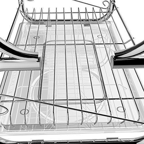 Bathwa 2 Tier Dish Drying Rack Dish Strainer Stainless Steel Wire Dish Holder Rack Large Dish Drainer with Dish Drainboard for Kitchen Sink Counter