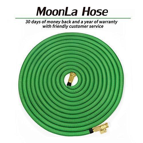 MoonLa 50ft Garden Hose, Expandable Water Hose with 3/4" Solid Brass Fittings, Extra Strength Fabric - Flexible Expanding Hose with Free Storage Sack