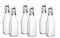 Seacoast Clear Glass Bottle with Swing Top Stopper, 33.75 Oz Round Pack of 4