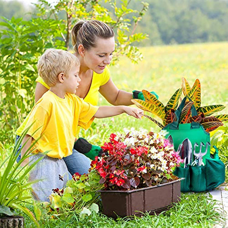 Garden Tool Set Gardening Bag Accessories 12 Pieces Kit/Home & Gardening Kneeler Pad/Stainless Steel Hand Digging Tools Pruner, Shovel, Fork, Rake, Shears, Weeder, Gloves, Water Sprayer, Plant Rope