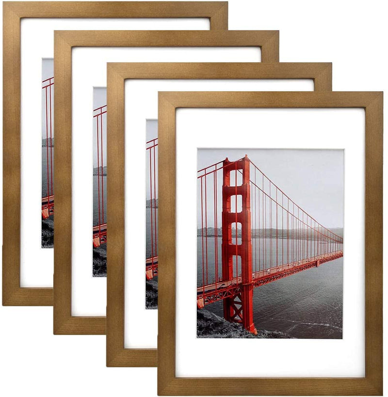 AIFUSI Solid Wood Picture Frame, 8X11.5 Photo Frame with Mat 4A Letter Size Decorative Poster Document Frame Desktop Tabletop Display/Wall Mount - 1 Pack