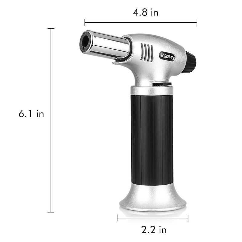 Culinary Butane Torch, Sondiko Professional Cooking Torch Lighter Butane Refillable, Adjustable Flame, Safety Lock for Baking, BBQ, Creme Brulee, Heat Shrinking Tubing and Soldering