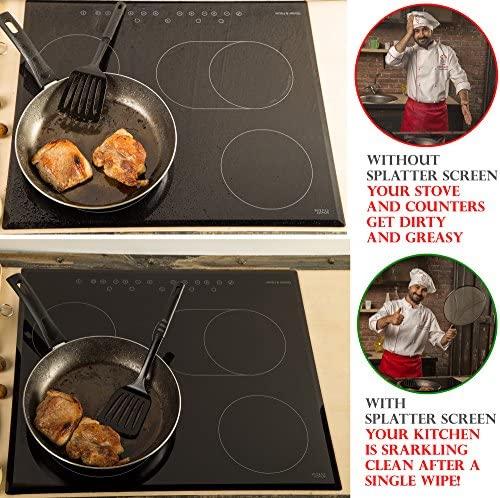 Grease Splatter Screen for Frying Pan 13" - Stops 99% of Hot Oil Splash - Protects Skin from Burns - Splatter Guard for Cooking - Iron Skillet Lid Keeps Kitchen Clean by Veracity & Verve