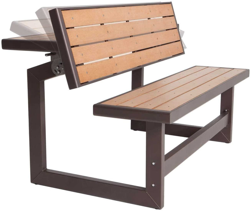 LIFETIME 60139 Outdoor Convertible Bench, 55 Inch, Mocha Brown