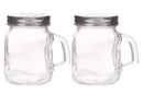 Clear glass Salt and Pepper shaker set | Glass Jar styled salt and pepper shakers with handle