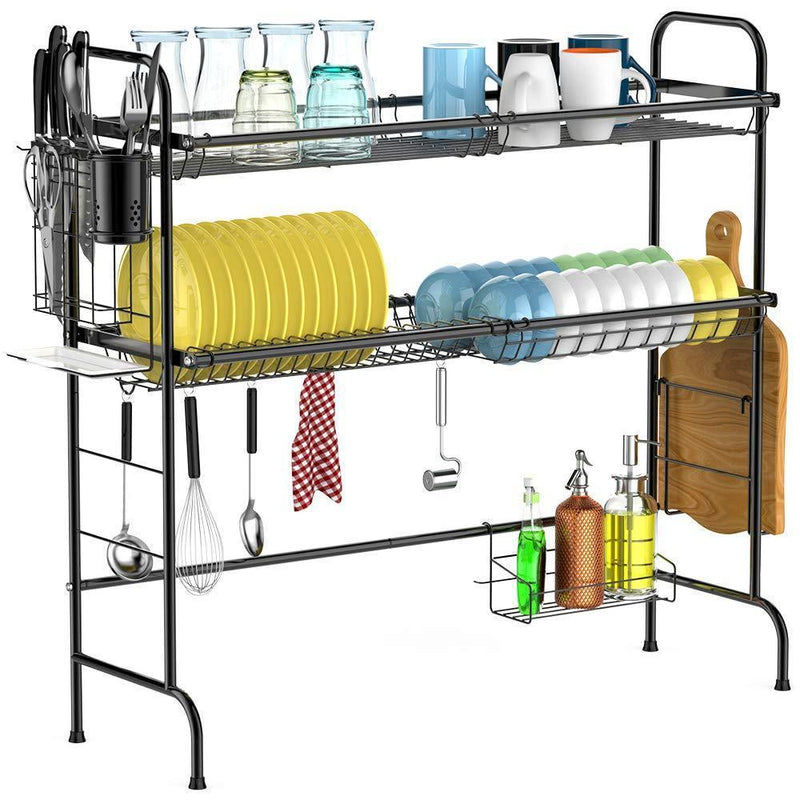 Over the Sink Dish Drying Rack, Lifinity 2 Tier Dish Drainer Shelf Stainless Steel Large Dish Rack with Utensils Holder for Kitchen Counter by Cambond