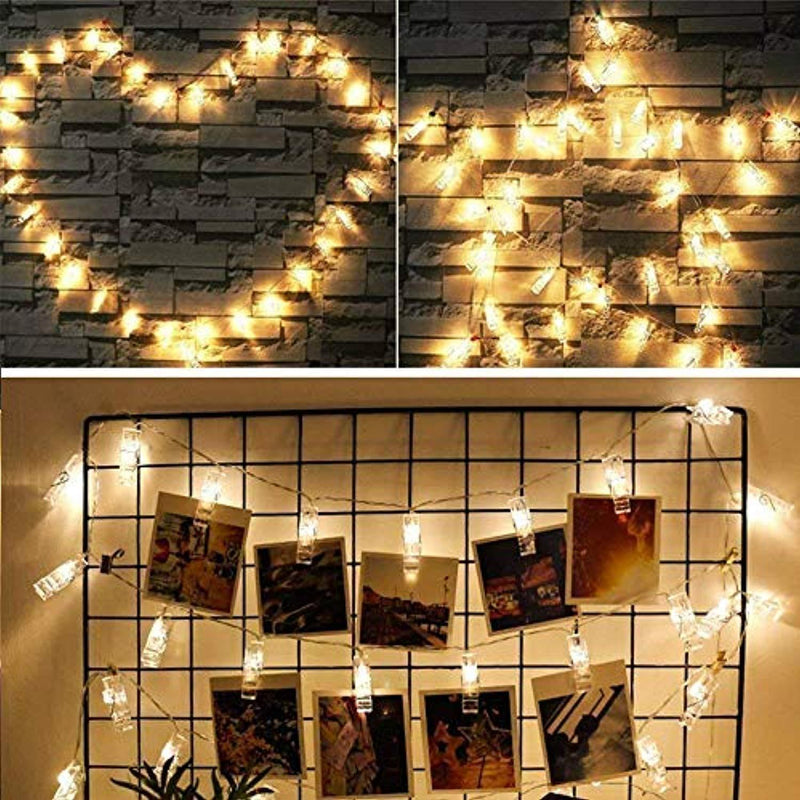 Photo Clip String Lights with Battery Operated Indoor Fairy String Lights for Hanging Photos Pictures Christmas Cards, Photo Clip Holders in Kids Bedroom Birthday Wedding Christmas Party(10Feet 20Led) by Sunmid