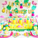 HEETON Let's Get Flocked Up Balloons, Hawaii Luau Flamingo Tropical Summer Beach Pineapple Bachelorette Party Banner, Flamingo Bach Bachelorette Party Supplies Decorations