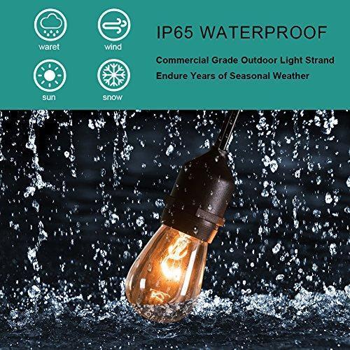 2 Pack Outdoor String Lights with 16 Dimmable Edison Vintage Bulbs, UL Listed Heavy-Duty Decorative Café Patio Lights for Bistro Garden