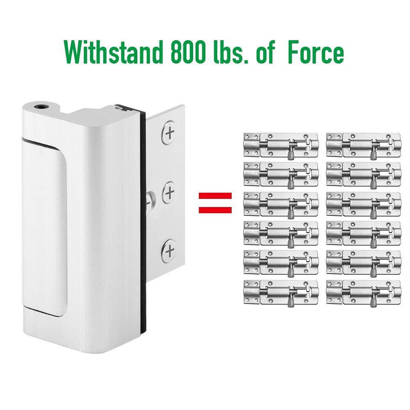 Home Security Door Lock, 2 Pack Upgrade Easy Unlock Childproof Door Reinforcement Lock with 3" Stop Withstand 800 lbs for Inward Swinging Door, Add Extra Lock to Defend Your Home Safe