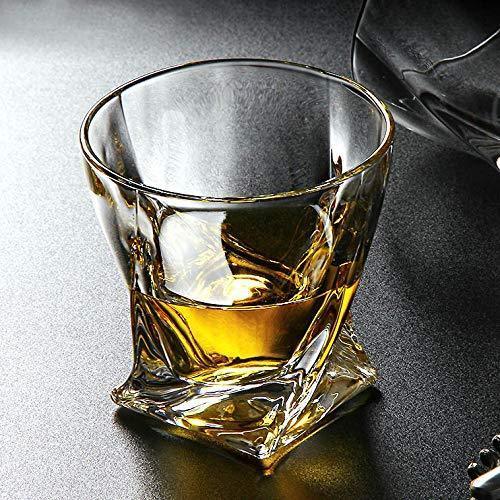 Kingrol 6 Pack Crystal Whiskey Glasses - 10 oz Twist Scotch Glasses for Drinking Bourbon, Cognac, Irish Whisky, Glassware Gift Set