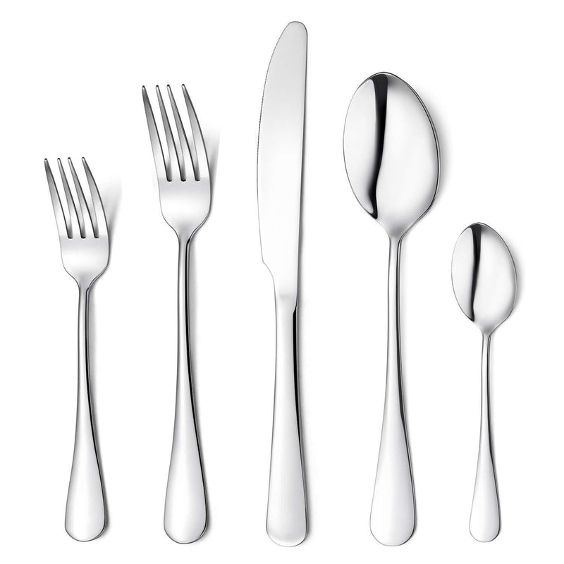 Flatware Set, 20-piece Silverware Cutlery Set with Serving Pieces, Heavy-duty Stainless Steel Utensils, Include Knife/Fork/Spoon, Mirror Finish, Dishwasher Safe, Service for 4 (Silver)