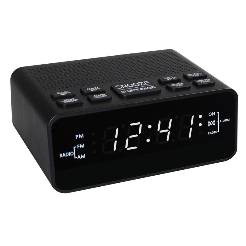 Alarm Clock Radio, LED Digital FM/AM Radio Alarm Clocks for Bedrooms Battery Backup (Black)