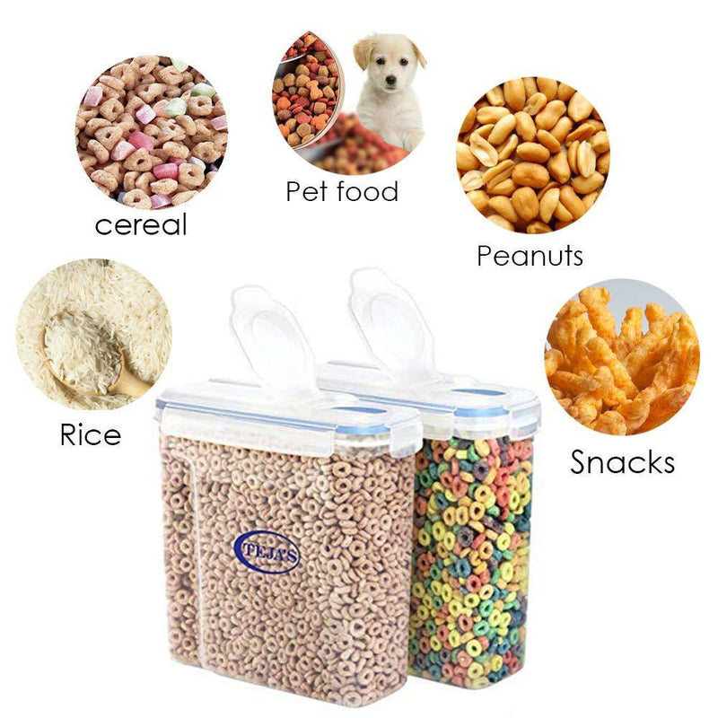 Cereal Food Storage Containers by Teja’s - Airtight Plastic Dry Food Storage Savers for Sugar, pulses, Nuts, Snacks with BPA Free 4 Side Locking System