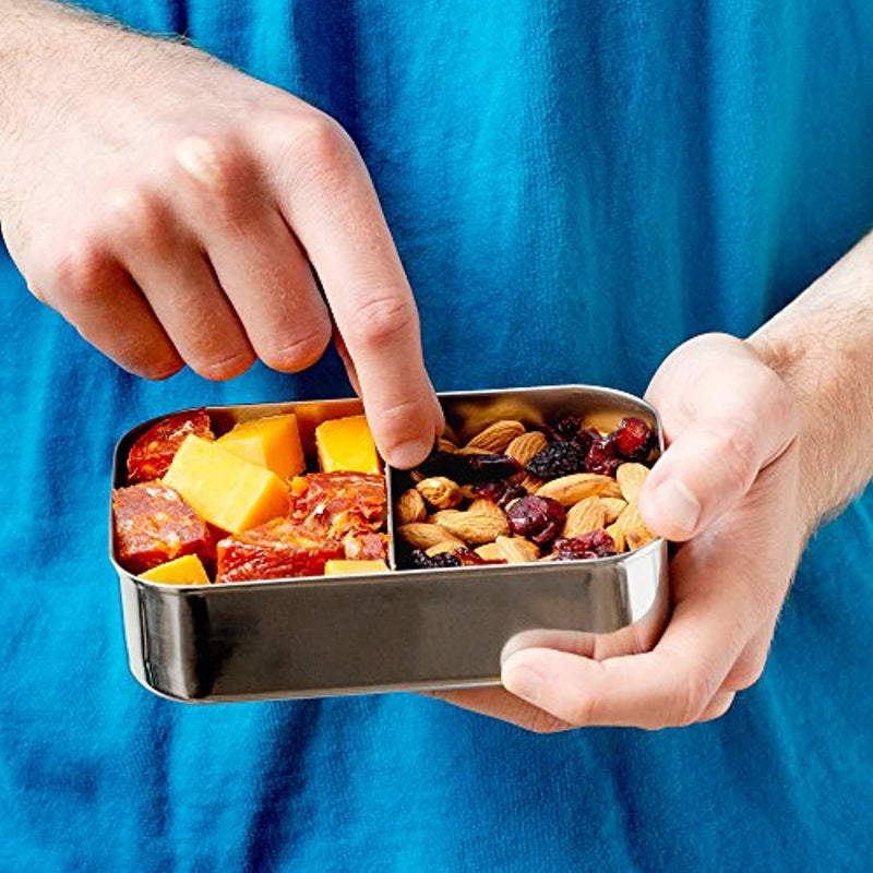 LunchBots Small Snack Packer Stainless Steel Container - Mini Food Container with 2 Compartments for Fruits, Vegetables and Finger Foods - Eco-Friendly, Dishwasher Safe and Durable