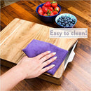 Cutting Board with Trays - Organic Acacia Wood Butcher Block with Containers White Pale Blue - Naturally Antimicrobial - For Meat Vegetables Bread or Cheese Board