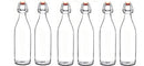 Seacoast Clear Glass Bottle with Swing Top Stopper, 33.75 Oz Round Pack of 4