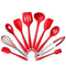 10Pcs/set Silicone Heat Resistant Kitchen Cooking Utensils Non-Stick Baking Tool tongs ladle gadget by BonBon (Red)