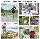 Paw Lifestyles Hands Free Dog Leash for Running Walking Training Hiking, Dual-Handle Reflective Bungee, Poop Bag Dispenser Pouch, Adjustable Waist Belt, Shock Absorbing, Ideal for Medium to Large Dogs