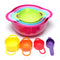 Edofiy 8 in 1 Rainbow Stackable Storage Mixing Bowl Set With Measuring Spoon Cup Set For Cooking Baking