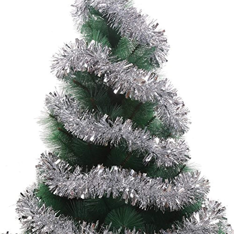 DECORA Silver Tinsel Garland Christmas Tree Decorations Wedding Birthday Party Supplies for 33 FEET Long