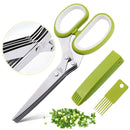 All Prime Herb Scissors with 5 Blades and Cover - Stainless Steel Shears - Shredder Scissors - Protective Guard Cover & Blade Cleaner - FREE Kale, Chard, Collard Greens, Herb Stripper & Recipe EBook