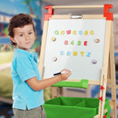 Evergreen Art Supply 3 In 1 Kids Wooden Art Easel with Bonus Kids Art Supplies, Double Sided Children Easel Chalkboard / Magnetic Dry Erase Board