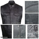 SOA Men's Leather Vest Anarchy Motorcycle Biker Club Concealed Carry Outlaws S