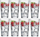 Set of 16 Heavy Base Ribbed Durable Drinking Glasses Includes 8 Cooler Glasses(17oz) and 8 Rocks Glasses(13oz), 16-piece Elegant Glassware Set