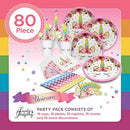 Unicorn Party Supplies Set - Serves 16 - Perfect For Birthday Girls, Baby Showers, and First Birthday Party Favors -Original sleepy Unicorn Party Supply Set by Funky Fledgling