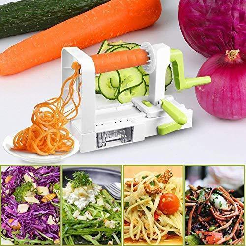 New 4-in-1 Vertical Vegetable Slicer, Rotating Adjustable Blades, Heavy Duty Veggie Spiralizer with Strong Suction Cup, for Low Carb,Paleo,Gluten-Free Meals (Free Cleaning Brush) by Chugod