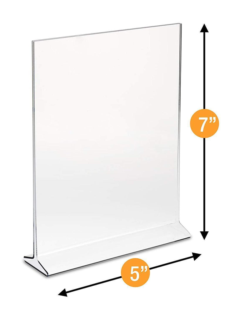 Displaypros 5"X7" Acrylic Sign Holder, Clear Plastic Table Menu Holder, Card Display, Table Tent, Upright Ad Photo Picture Portrait Frame, Promo, Ad Frame Clear, 6-Pack