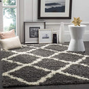 Safavieh Dallas Shag Collection SGD257A Dark Grey and Ivory Area Rug (8'6" x 12')