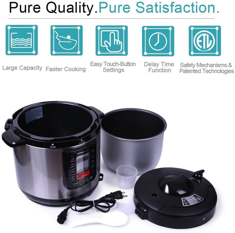 Homeleader 6 Quart 7-in-1 Multi-Use Programmable Pressure Cooker, Pressuer Cooker,Slow Cooker,Rice Cooker, Steamer, Sauté, Soup Maker and Warmer