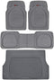 Motor Trend 4pc Gray Car Floor Mats Set Rubber Tortoise Liners w/ Cargo for Auto SUV Trucks