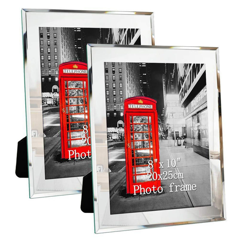 Amazing Roo 5x7 Mirror Picture Frame for Table Top Display 5 x 7 inch Glass Photo Frames, Set of 4