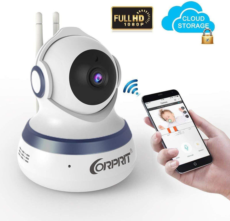 Wireless Security Camera, HD 1080P Baby Monitor Home Surveillance IP Came with Cloud Storage Night Vision, Pan/Tilt, Two Way Talk by Android iOS App by corprit