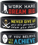 (6-Pack) Motivational Hockey Wristbands with Sports Quotes - Hockey Gifts Jewelry Accessories for Hockey Players Team Awards Party Favors - Unisex for Men Women Youth Teen Girls Boys