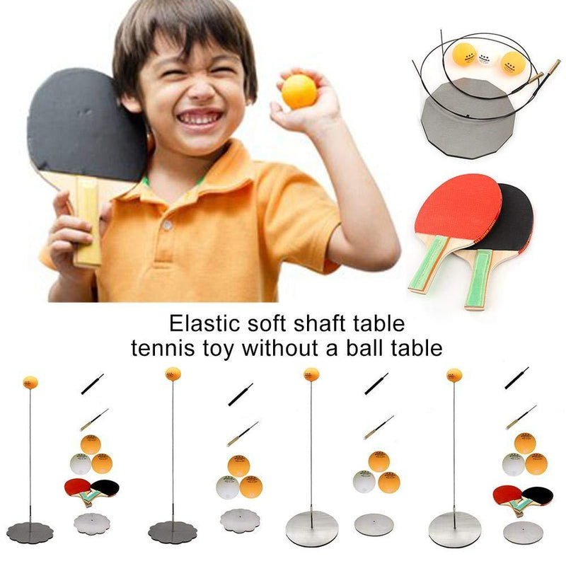 Table Tennis Trainer with Elastic Soft Shaft, Decompression Leisure Sports 2 Table Tennis Paddle 3Ping Pong Balls Stainless Steel Base 1 ，Set Table Tennis Trainer Indoor or Outdoor Play