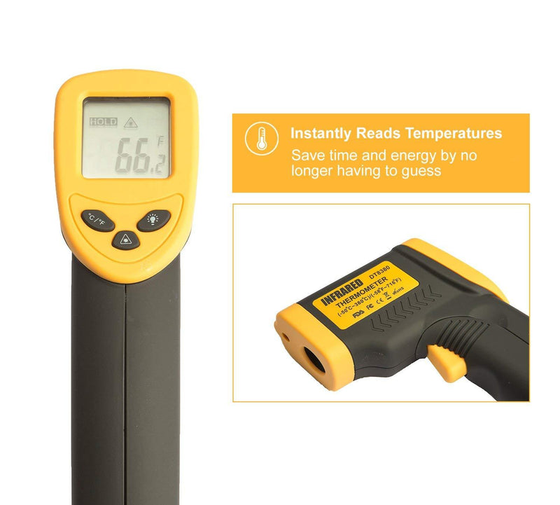 Kizen Laser DT-8380 Infrared Thermometer Non-Contact Digital Laser Temperature Gun with LCD Display -50°C ~ 380°C (-58 °F ~ 716°F)