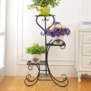 Plant Stand Metal Flower Holder Pot with 3 Tier Garden Decoration Display Wrought Iron 3 Layers Planter Rack Shelf Organizer for Garden Home Office Black (3layer)