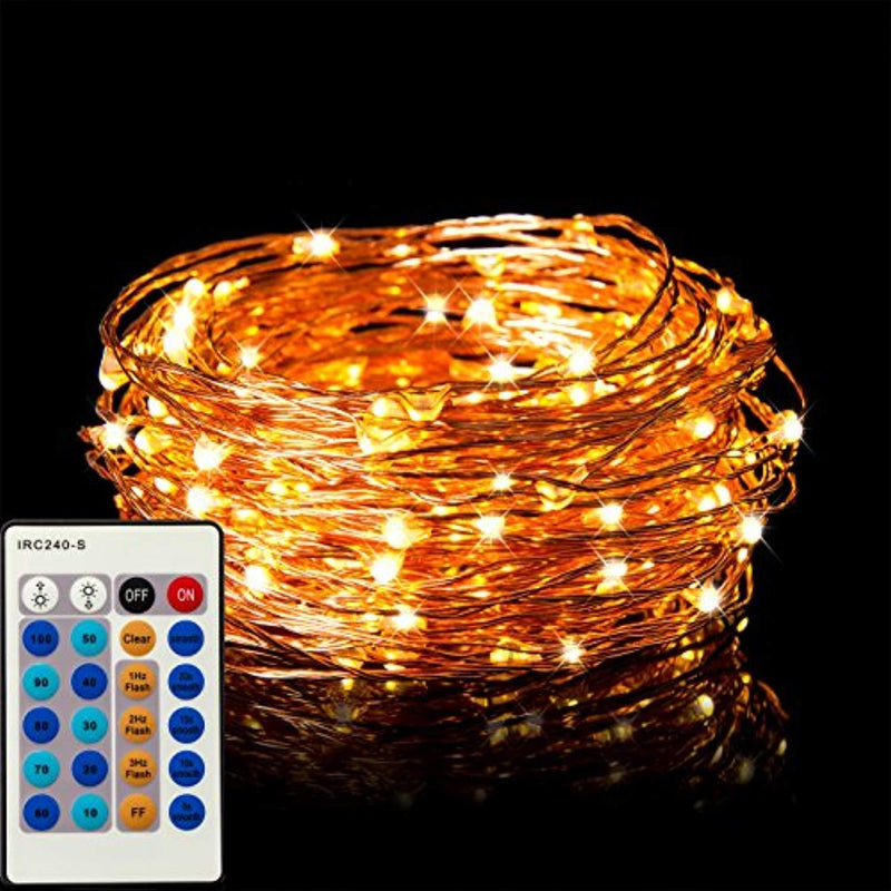 Weico LED String Lights 99ft 300 LEDs Dimmable with Remote Control, Copper Wire Starry Lights for DIY Bedroom, Patio, Garden, Gate, Yard, Party, Wedding (Warm White)