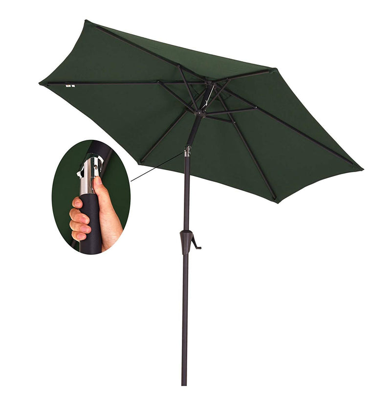 Patio Watcher Outdoor Market Patio Umbrella, 9 Ft Table Umbrella with Push Button Tilt and Crank,Dark Green